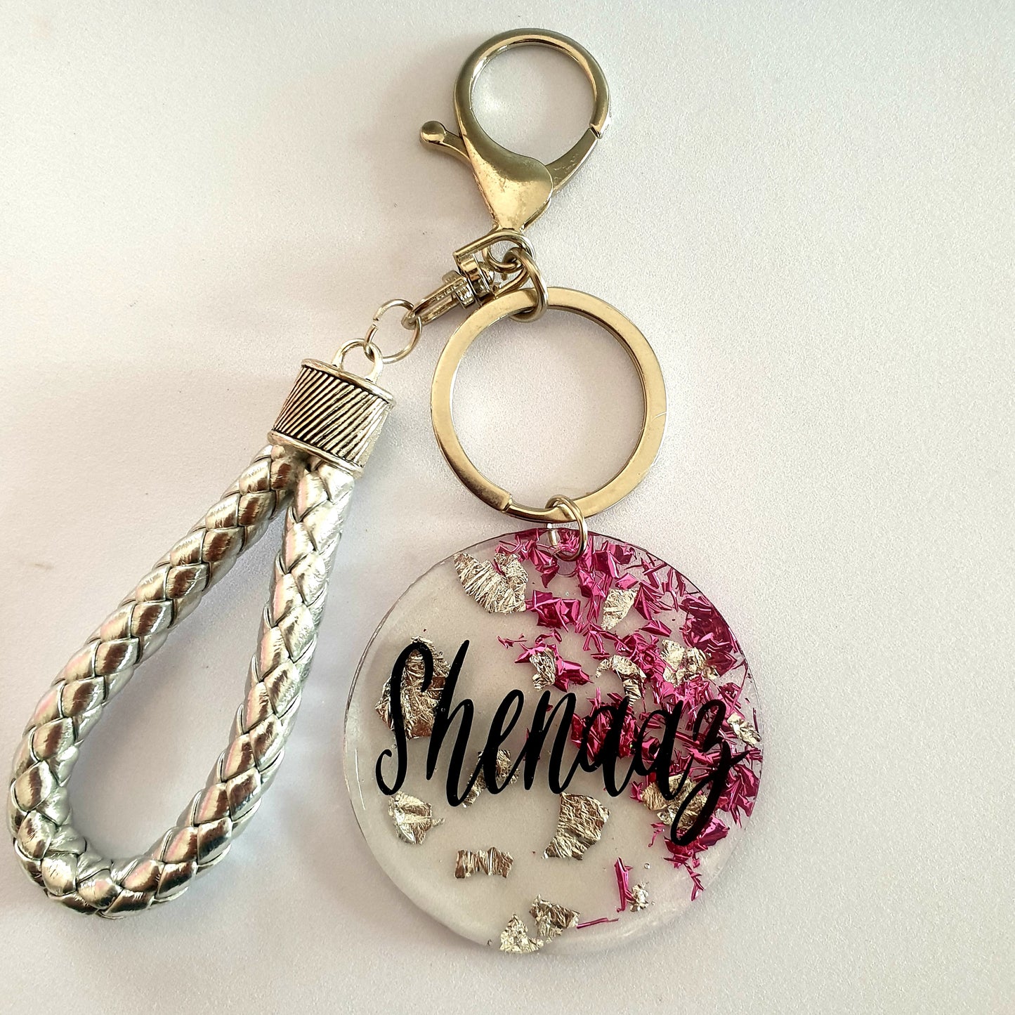 Personalised Acrylic Keychain - Silver Shimmer